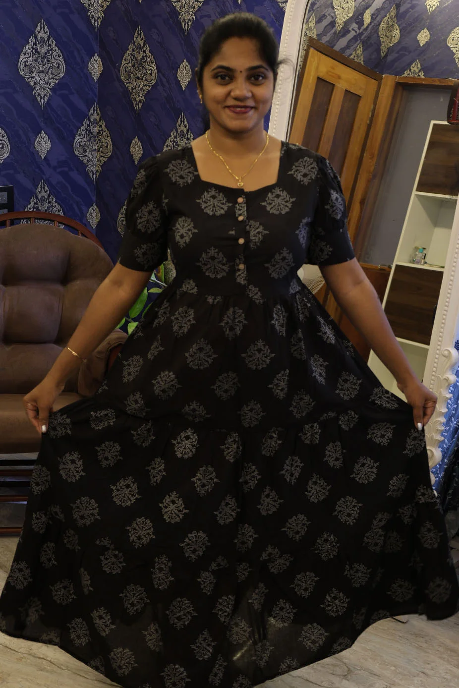 Cotton Breathable Frocks Black - Image 2