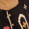 Cotton breathable frocks Black floral-closeup