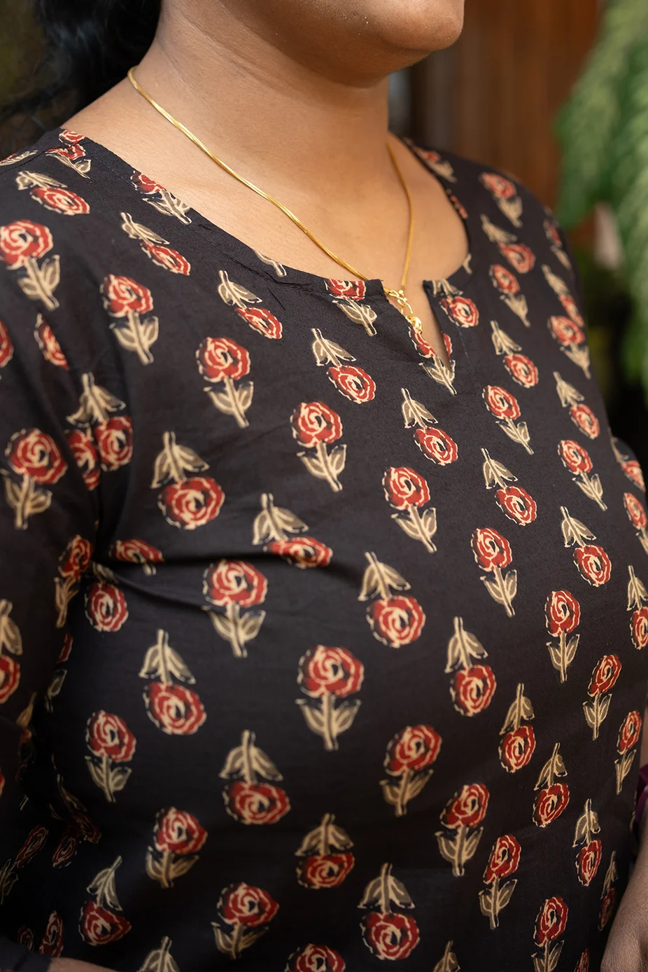 Cotton Straight Decollete Top Black Rose - Image 3