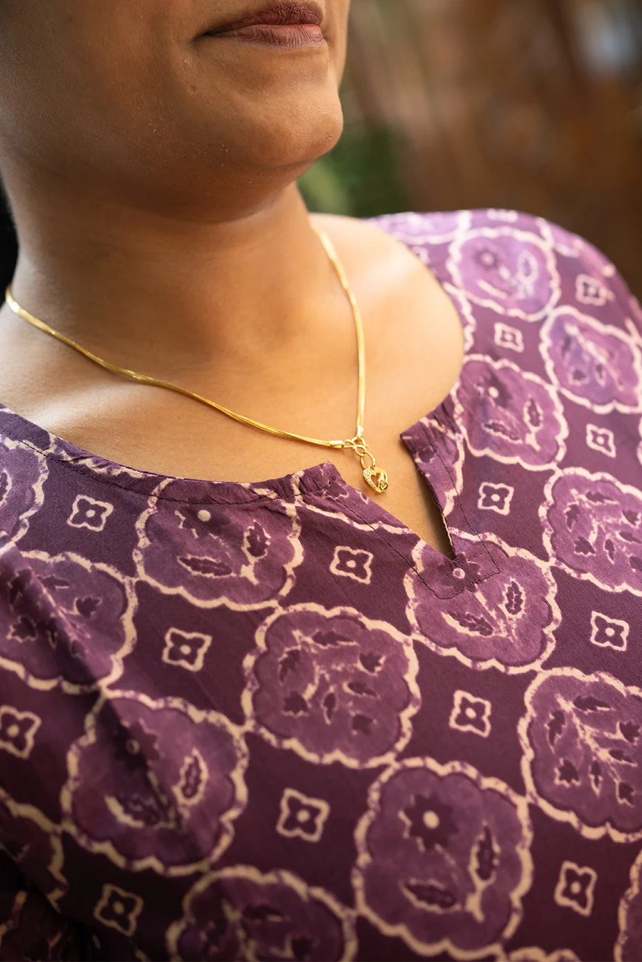 Cotton Straight Decollete Top Purple - Image 5