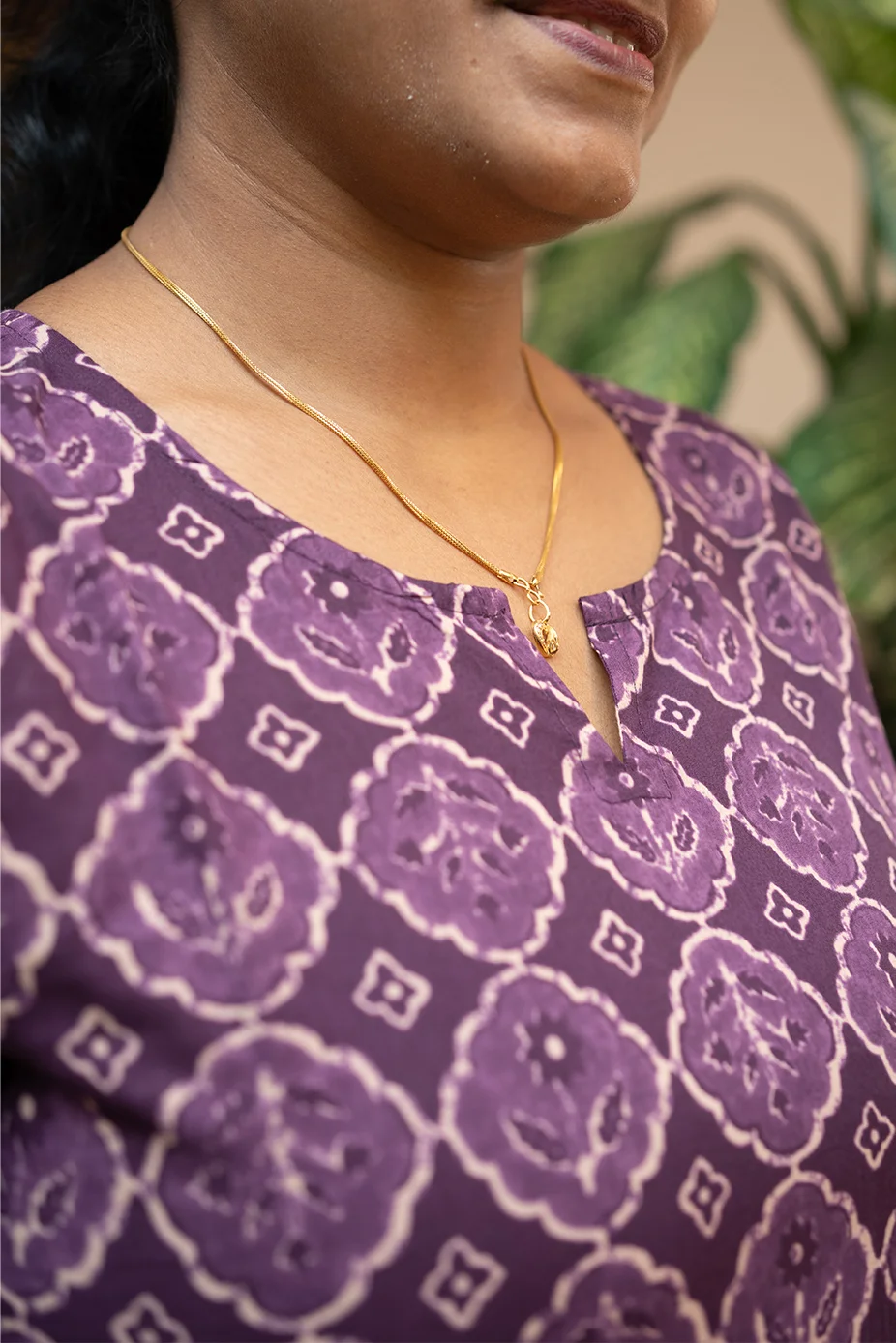 Cotton Straight Decollete Top Purple - Image 4