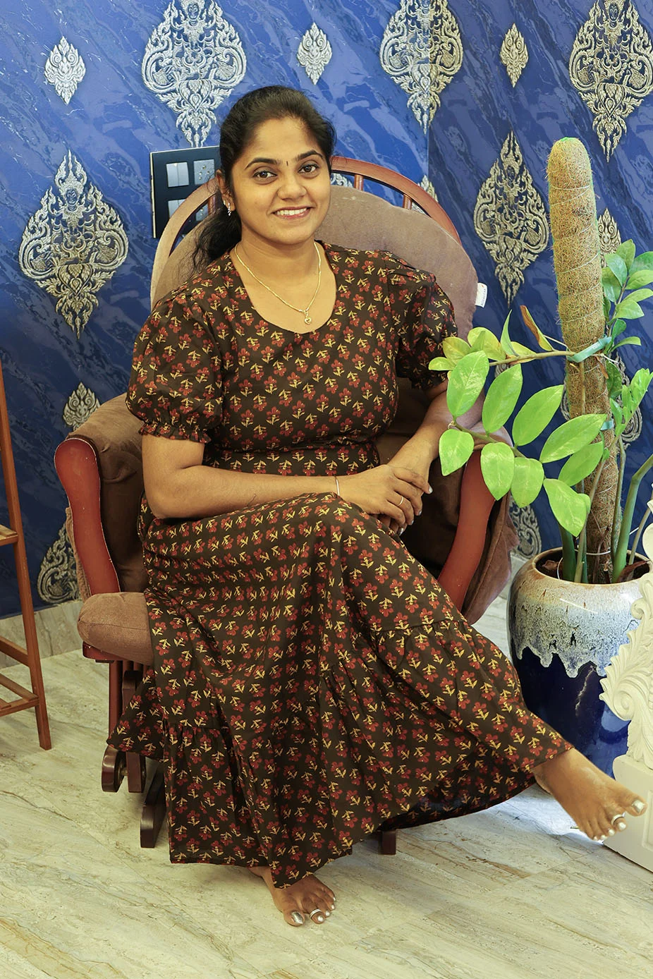 A Line Night Gown Black Floral