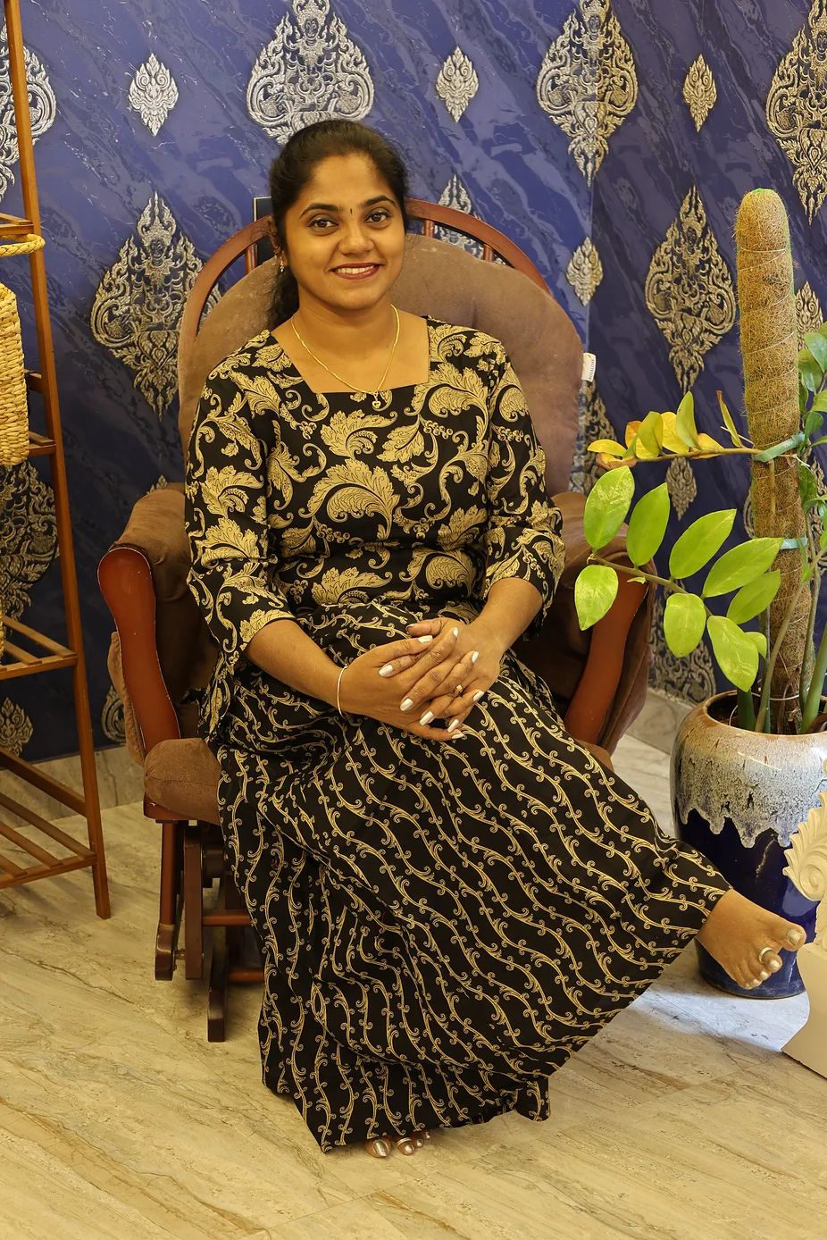 Cotton Palazzo Set Black Floral
