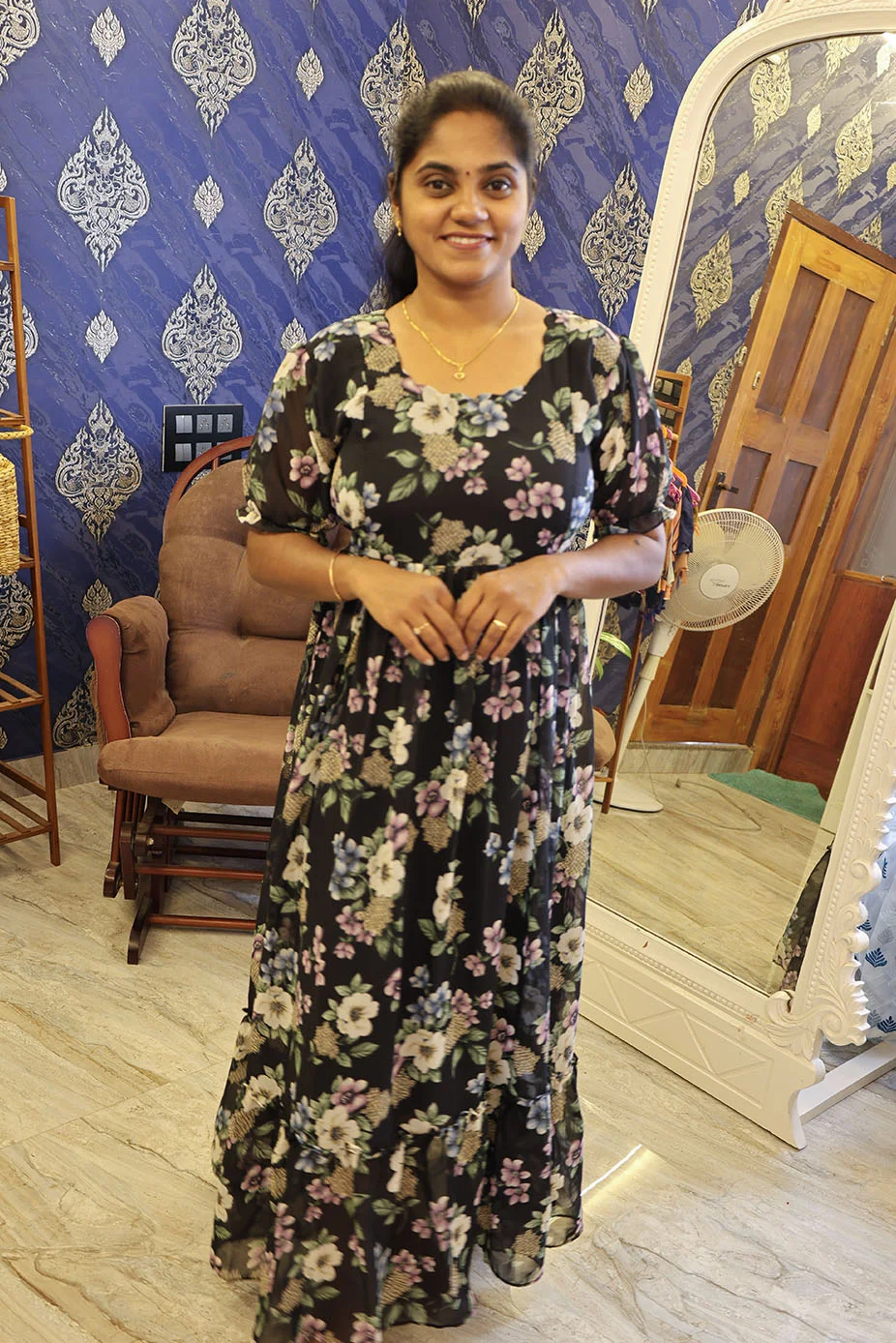 Georgette Full Length Frock Black - Image 4