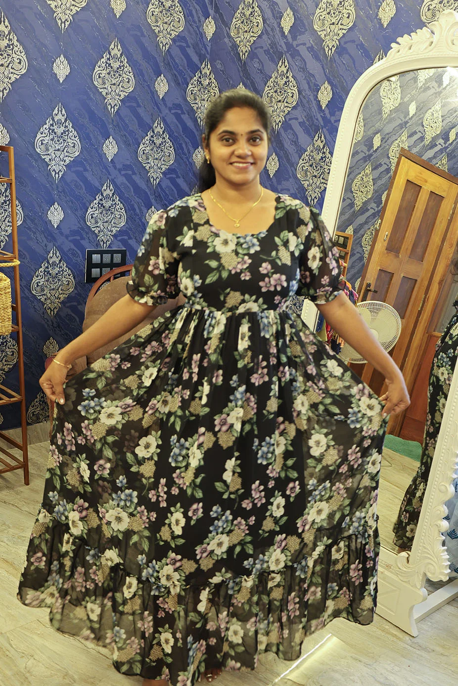Georgette Full Length Frock Black - Image 3