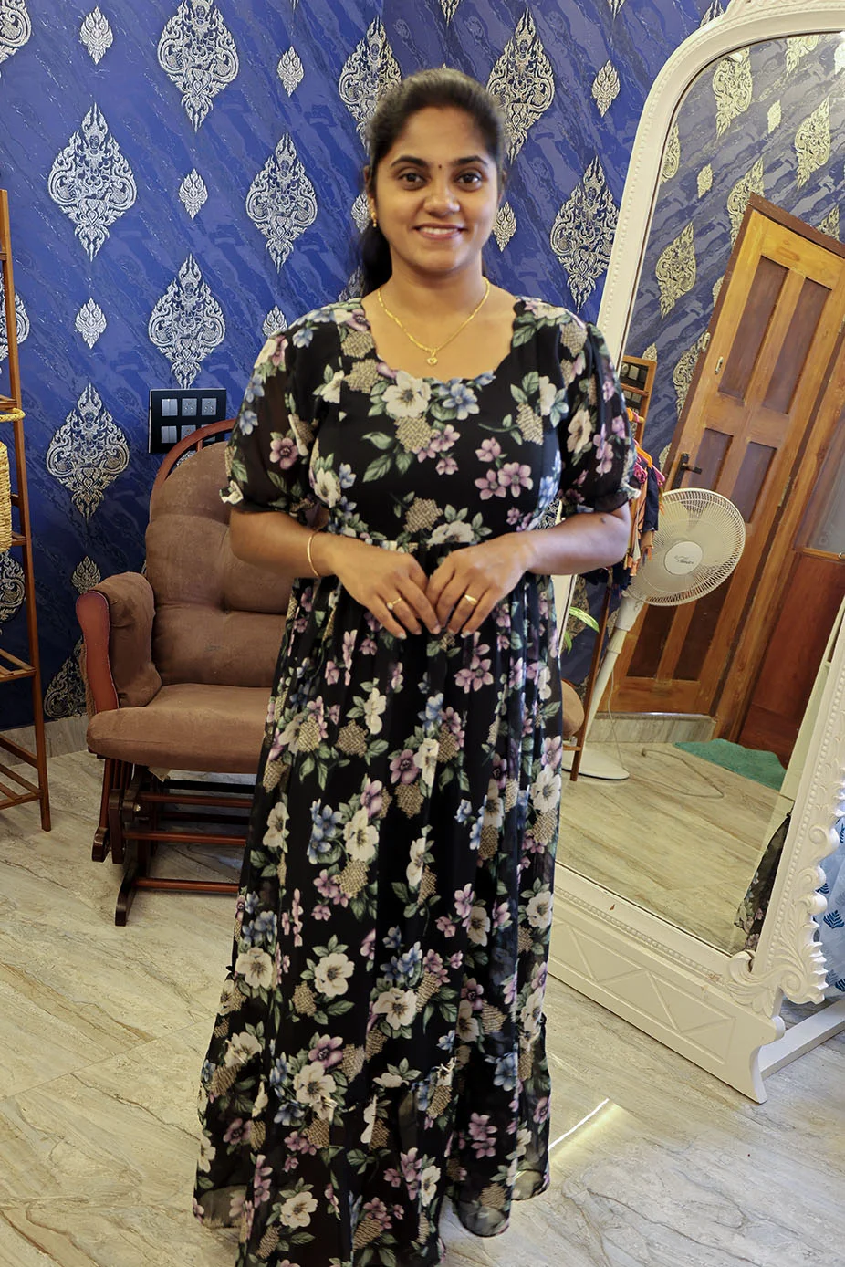 Georgette Full Length Frock Black - Image 2