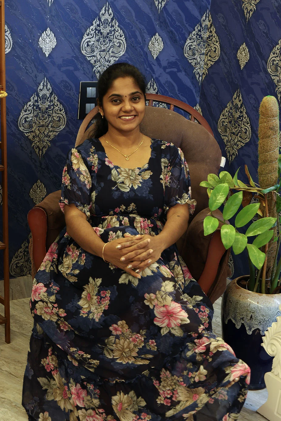 Georgette Full Length Frock Navy Blue