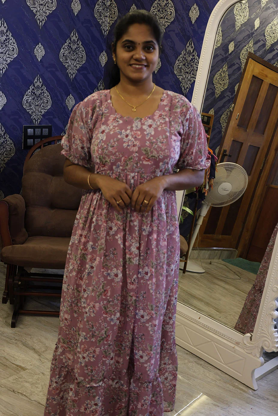 Georgette Full Length Frock Onion Pink - Image 3