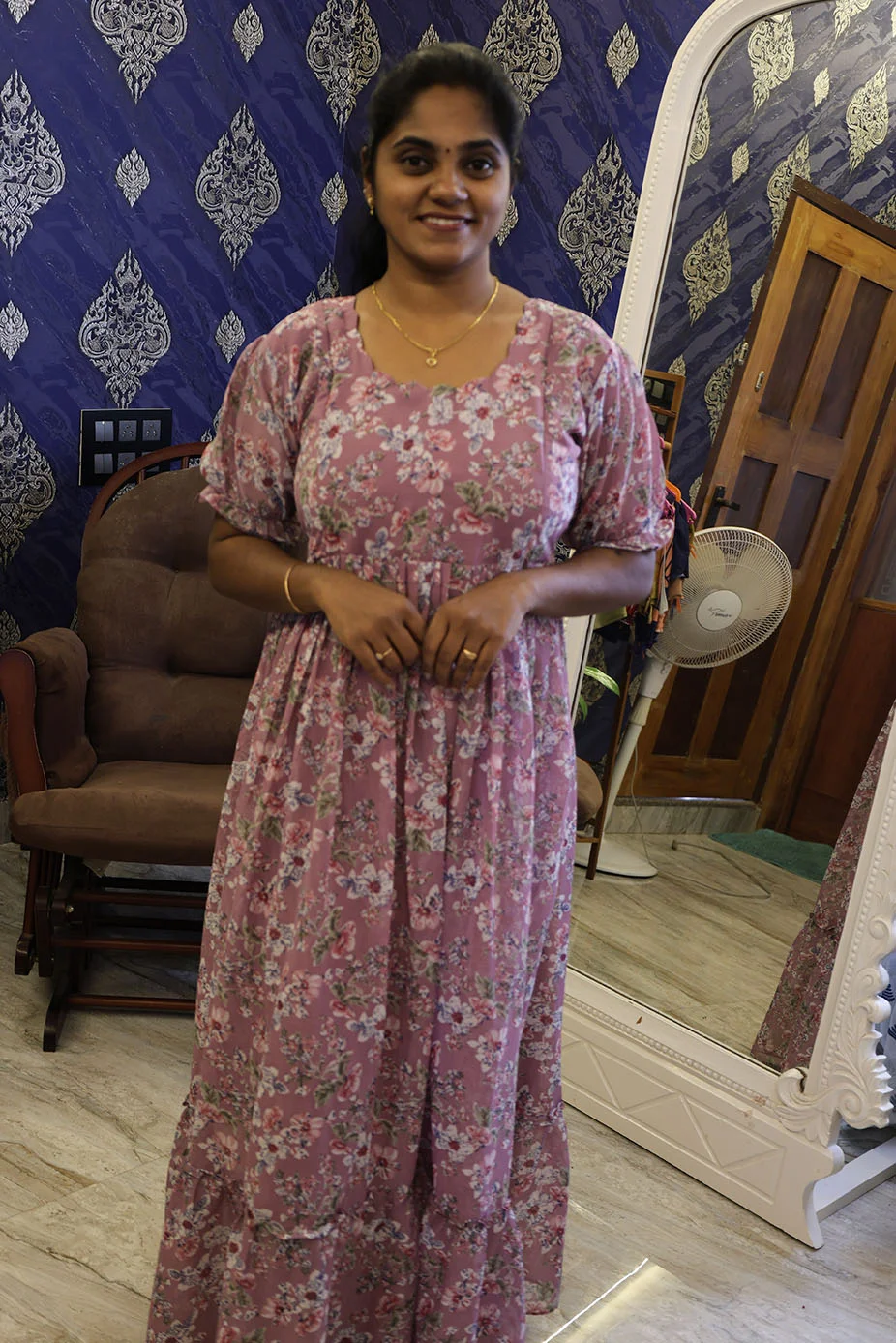 Georgette Full Length Frock Onion Pink - Image 2