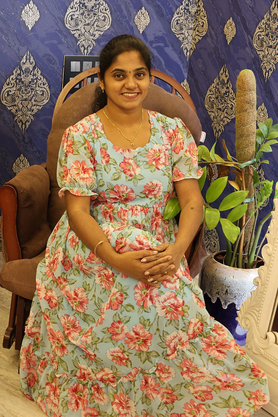 Georgette Full Length Frock Sky Blue