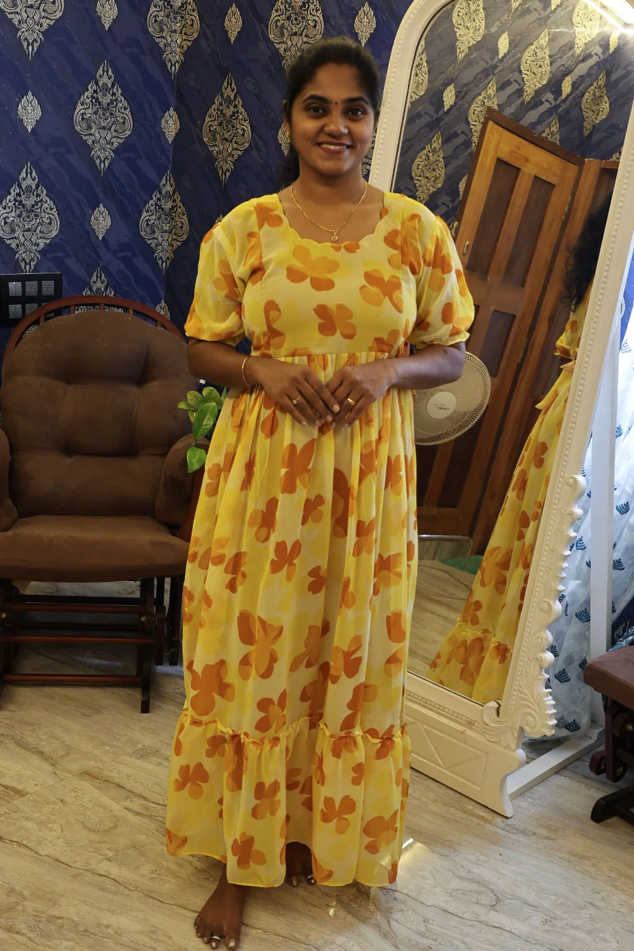 Georgette Full Length Frocks Yellow - Image 2