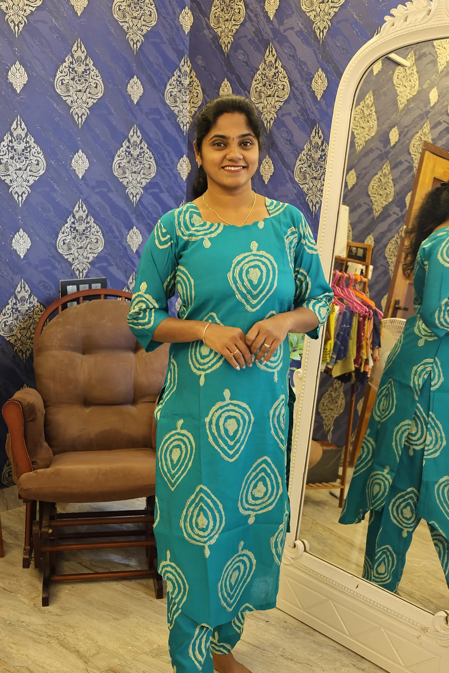 Premium Shining Co Ord Set Aqua Blue - Image 2
