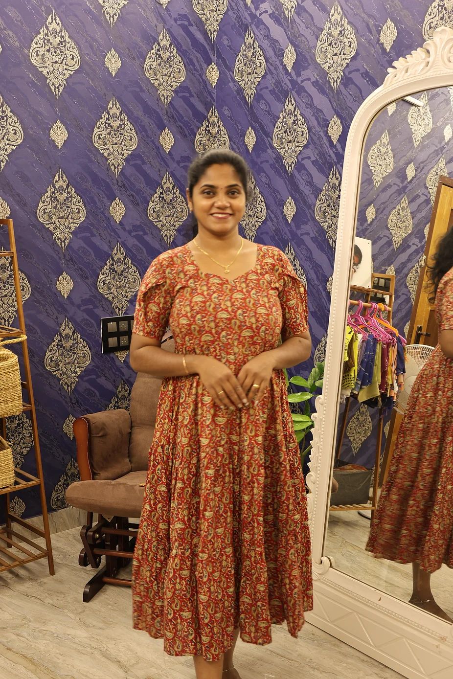 Kalamkari Cotton Frocks Red - Image 3
