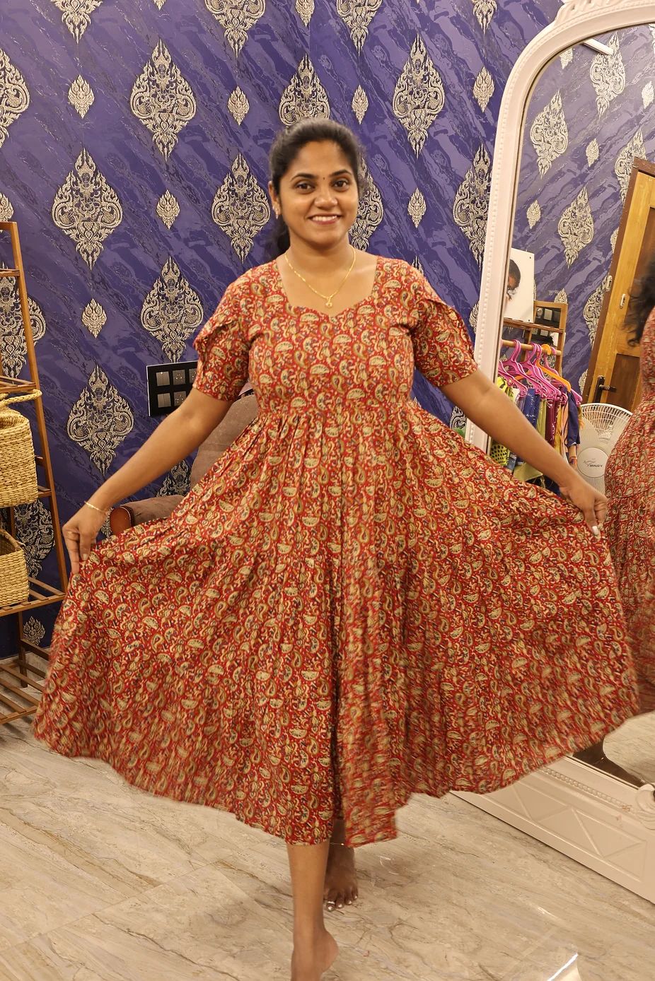 Kalamkari Cotton Frocks Red