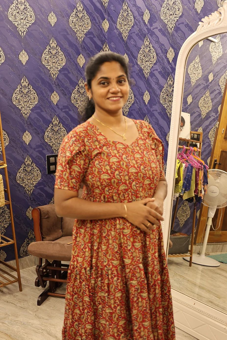 Kalamkari Cotton Frocks Red - Image 2